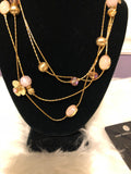 NY & co gold and pink flower earrings and necklace set