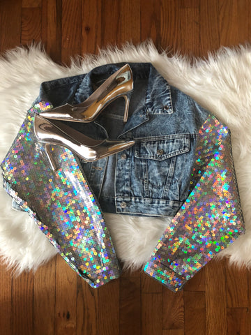 Sequin and Denim Jacket