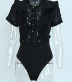 Mesh and Ruffled sleeve Bodysuit